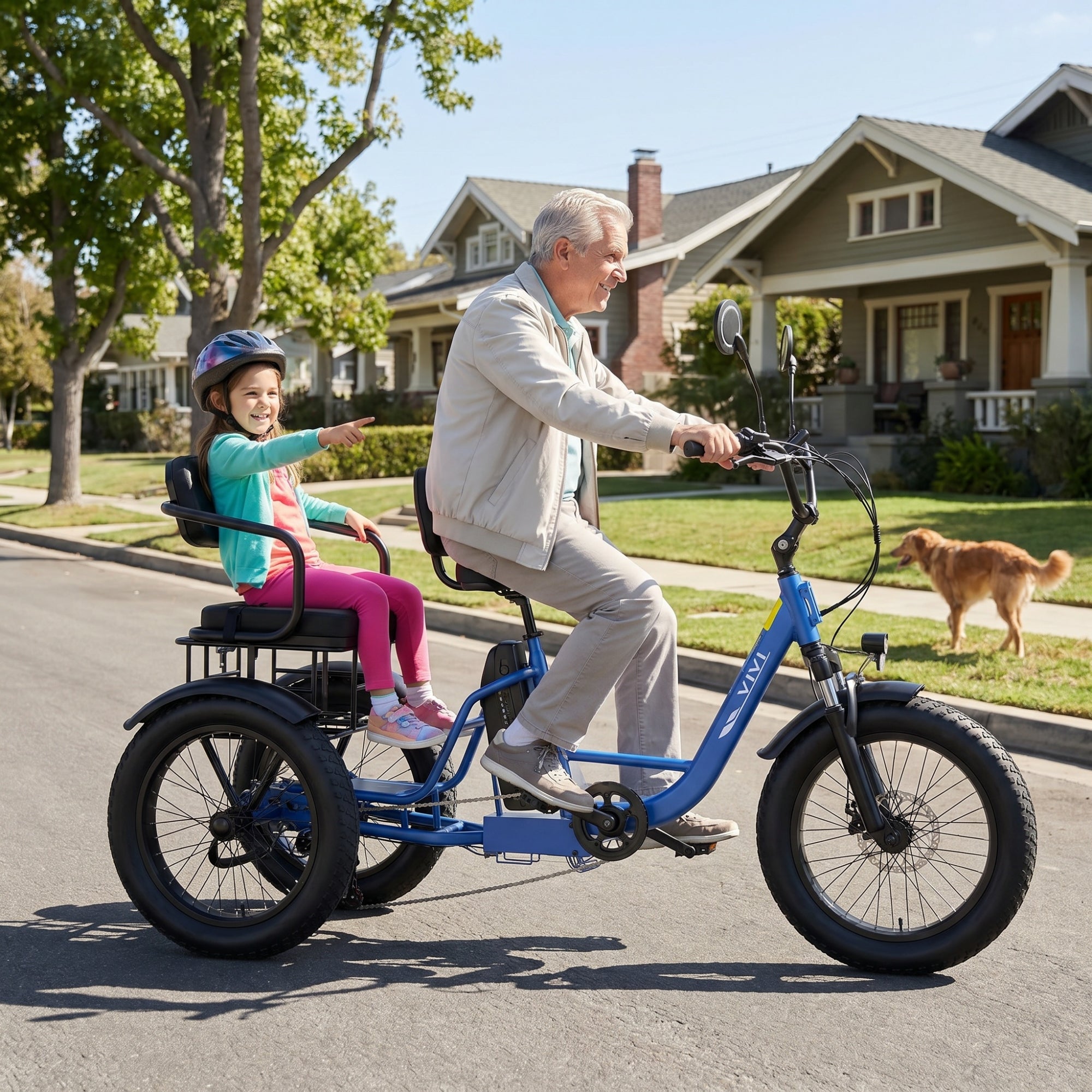 VIVI FAM01 Electric Trike Fat Tire Family Electric Tricycle SGS Certified to UL2849