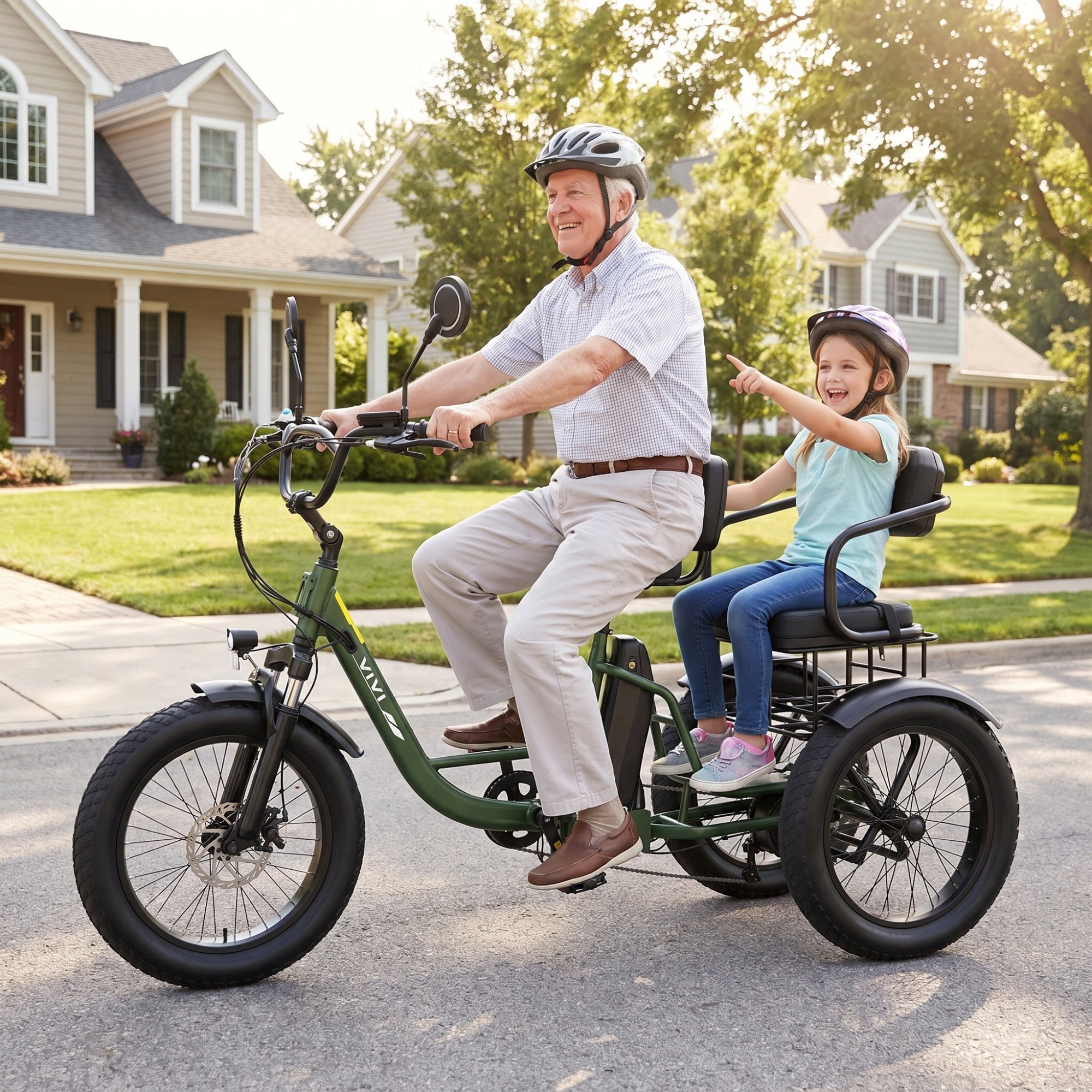 VIVI FAM01 Electric Trike Fat Tire Family Electric Tricycle SGS Certified to UL2849