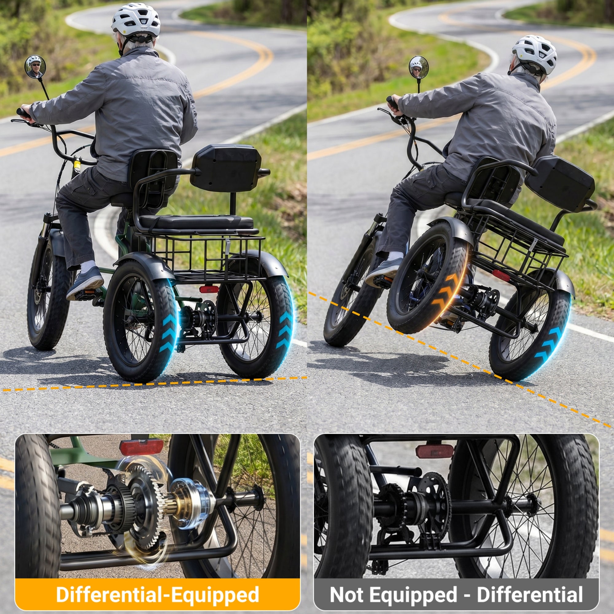VIVI FAM01 Electric Trike Fat Tire Family Electric Tricycle SGS Certified to UL2849