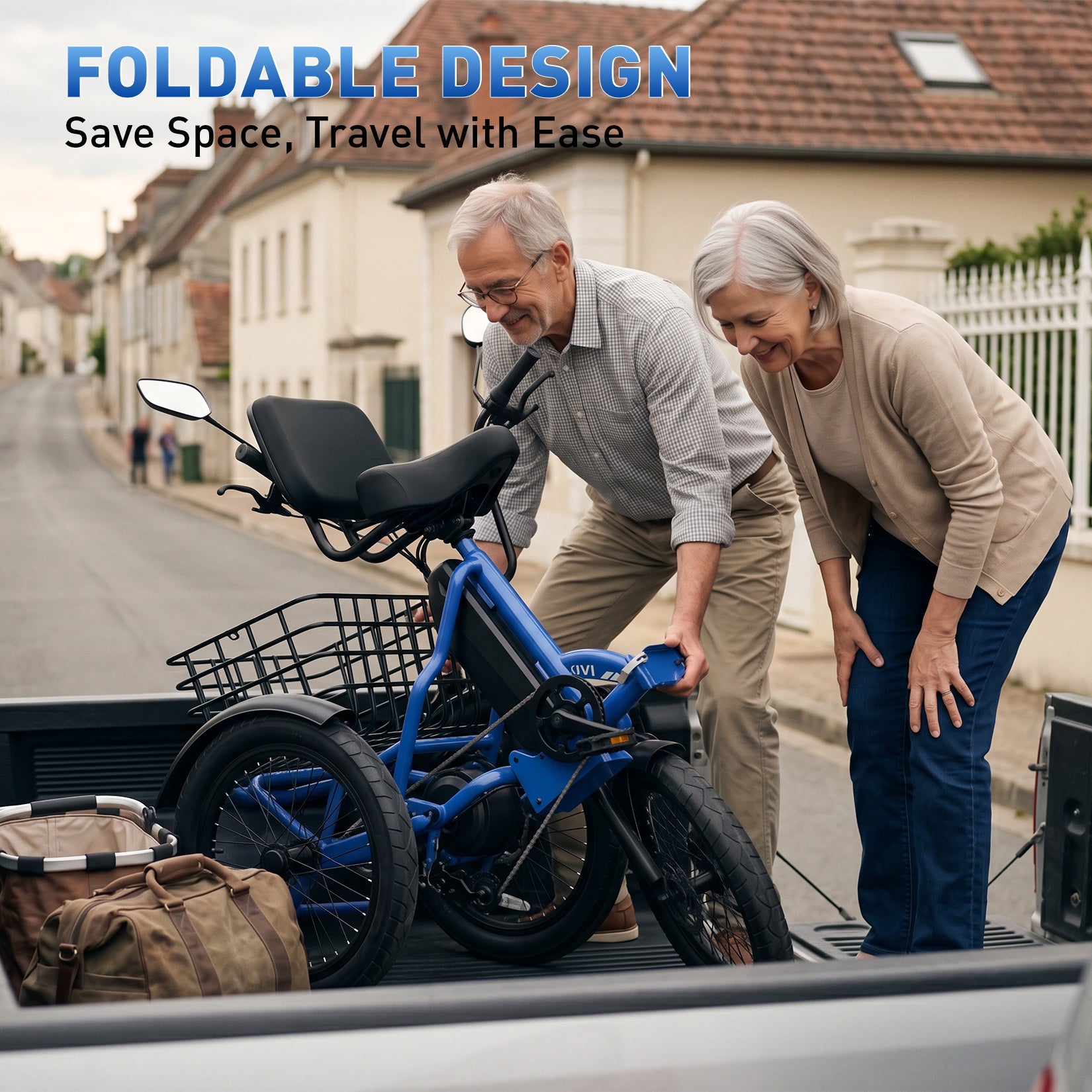 VIVI FatGo1 Electric Trike Folding Commuter Electric Tricycle SGS Certified to UL2849