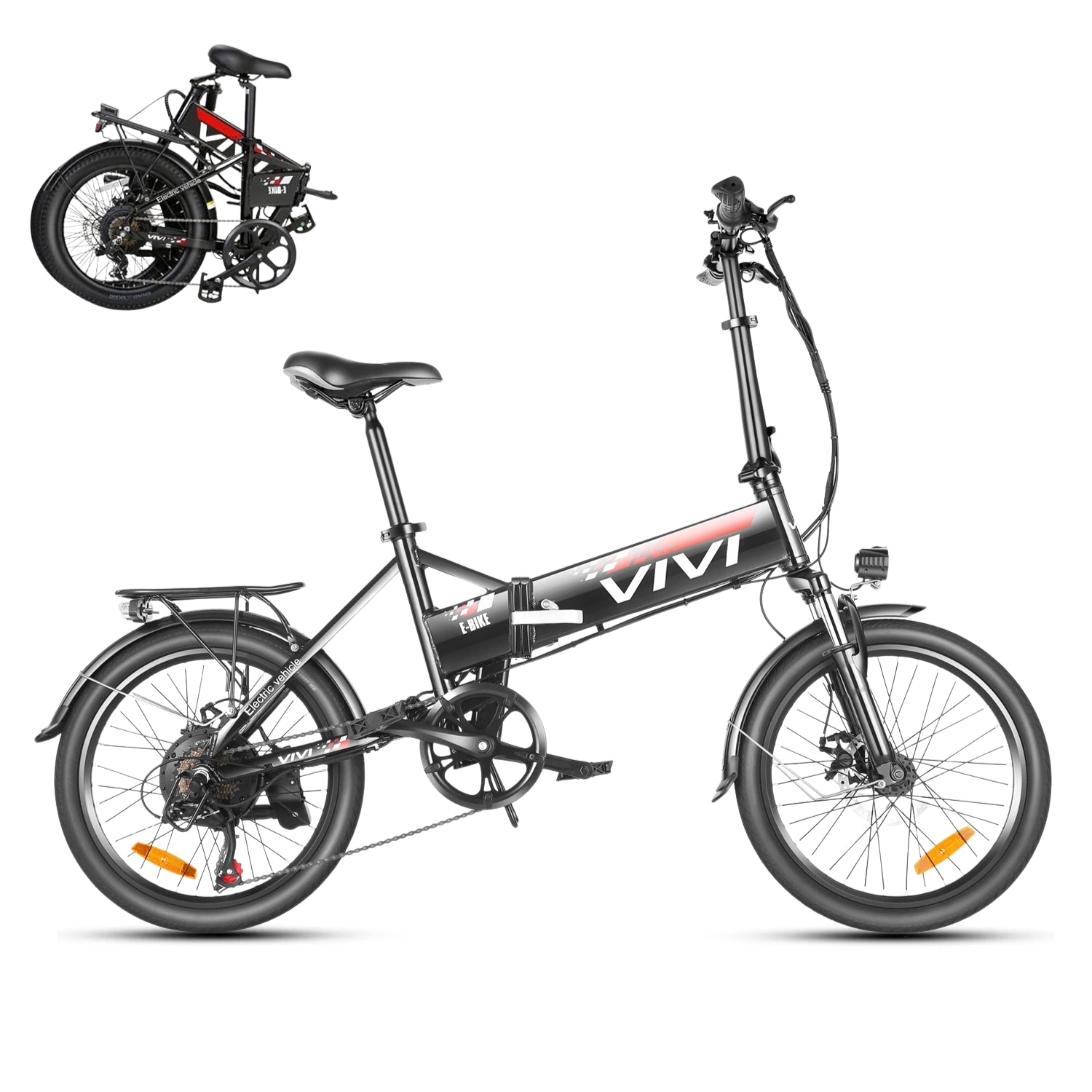 vivi e-bike klapprad VIVI Electric Bike for Adults 20" x 2.4 Folding Electric Bike 48V 500w Electric Bike Commuter Bike 19.8mph Suspension Fork Electric Bike with Cruise