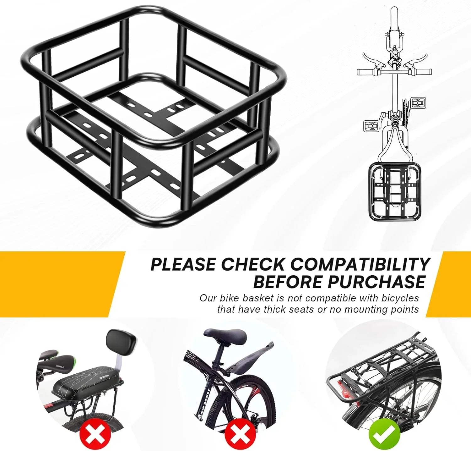 VIVI Universal Rear Rack Basket Cargo Baskets