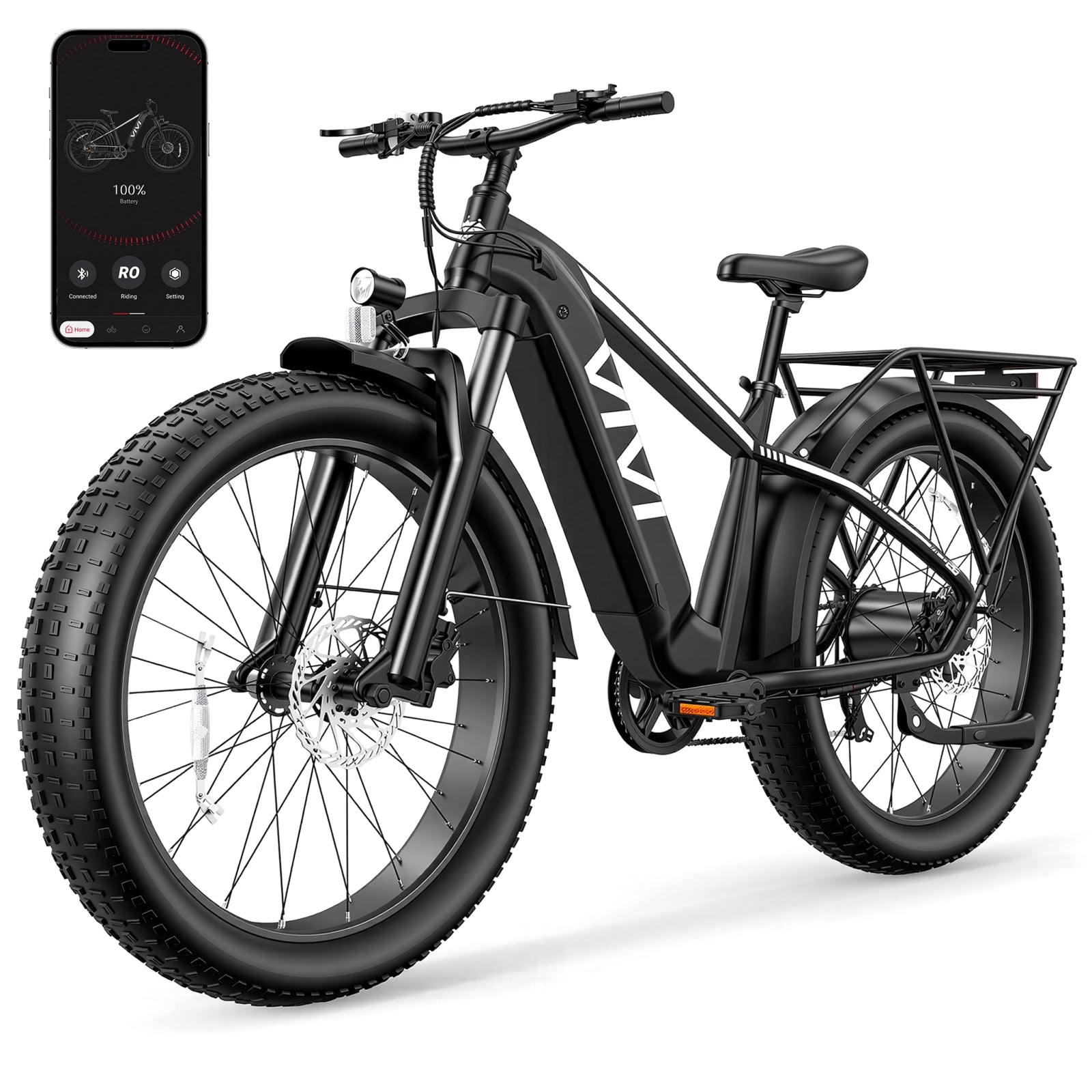 VIVI ACE01 Pro Electric Bike Torque Sensor Fat Tire Electric Bike with App Control Space Black