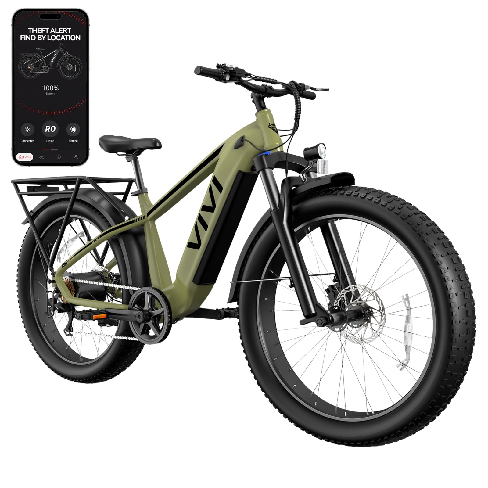 VIVI ACE01 Pro Electric Bike Torque Sensor Fat Tire Electric Bike with App Control Space Black