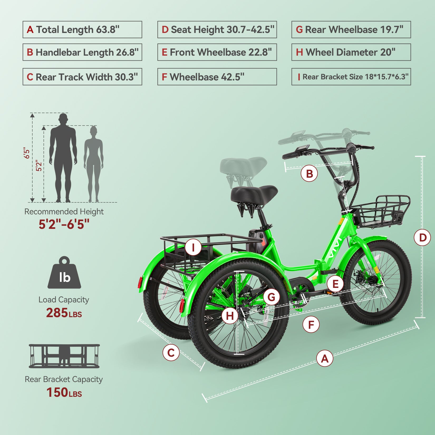 VIVI T01 Electric Trike Folding Cargo Electric Tricycle UL2849 Certified