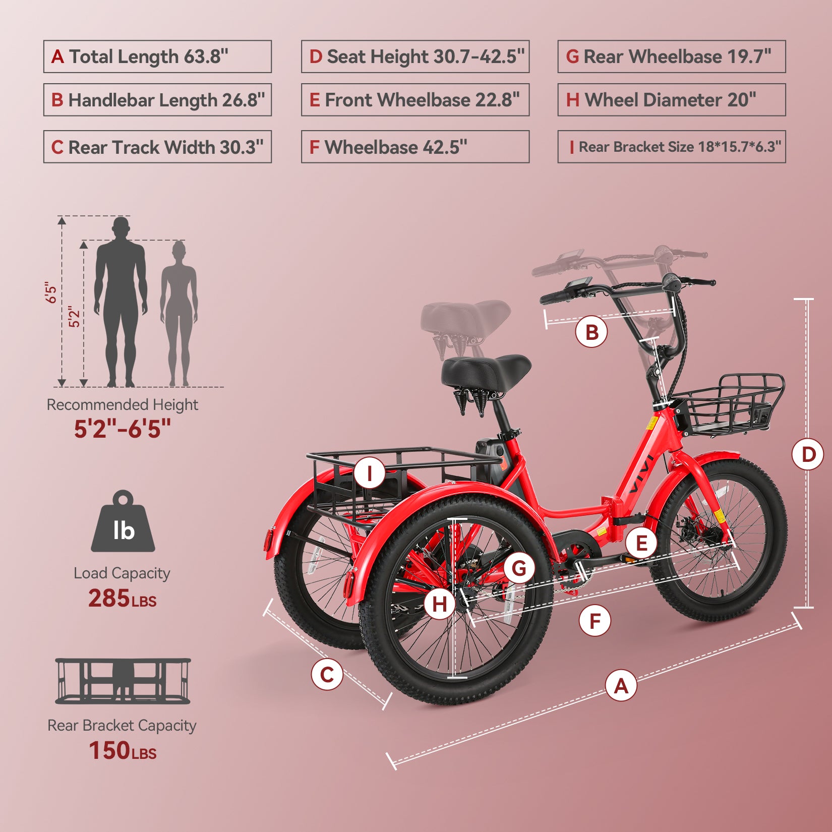 VIVI T01 Electric Trike Folding Cargo Electric Tricycle UL2849 Certified