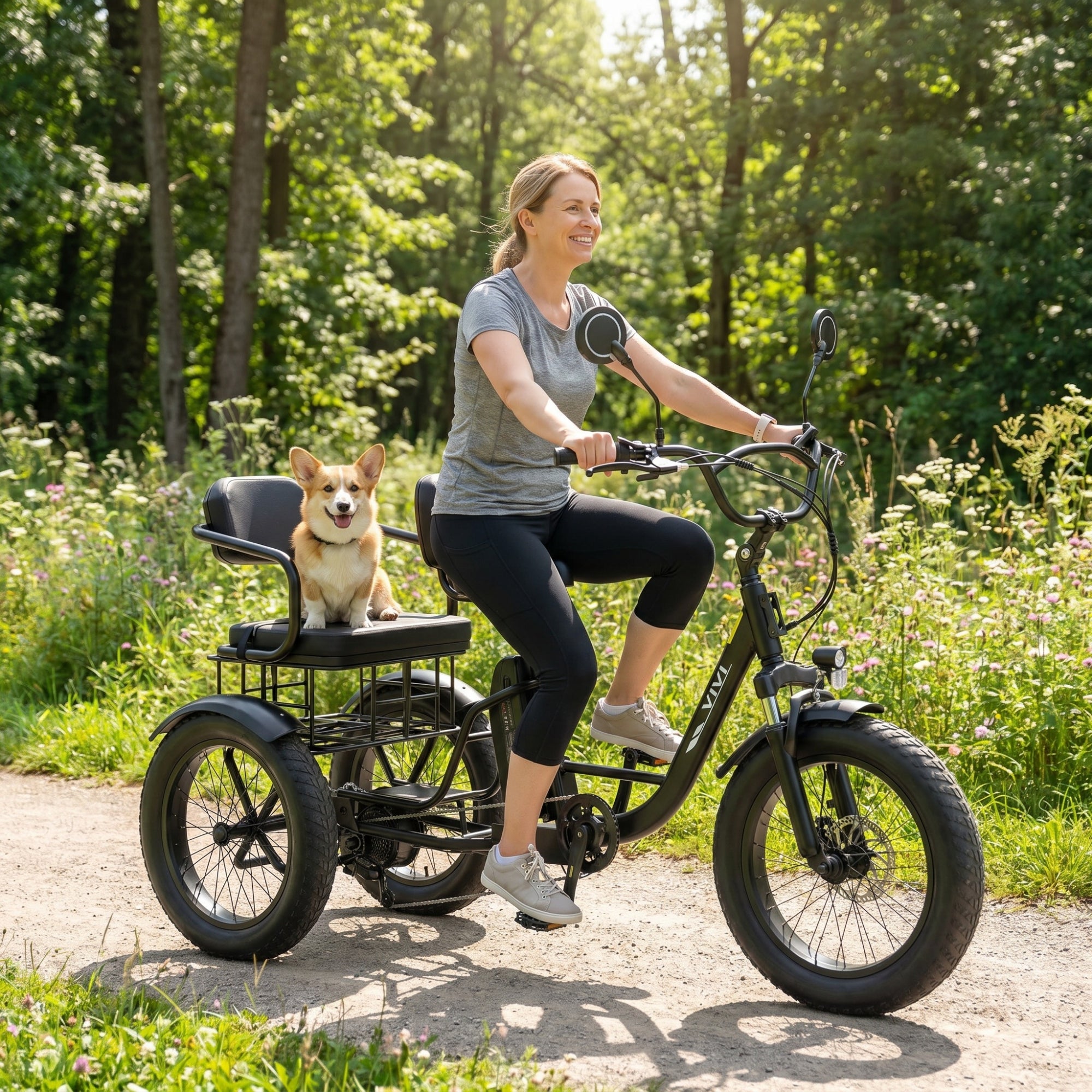 VIVI FAM01 Electric Trike Fat Tire Family Electric Tricycle SGS Certified to UL2849