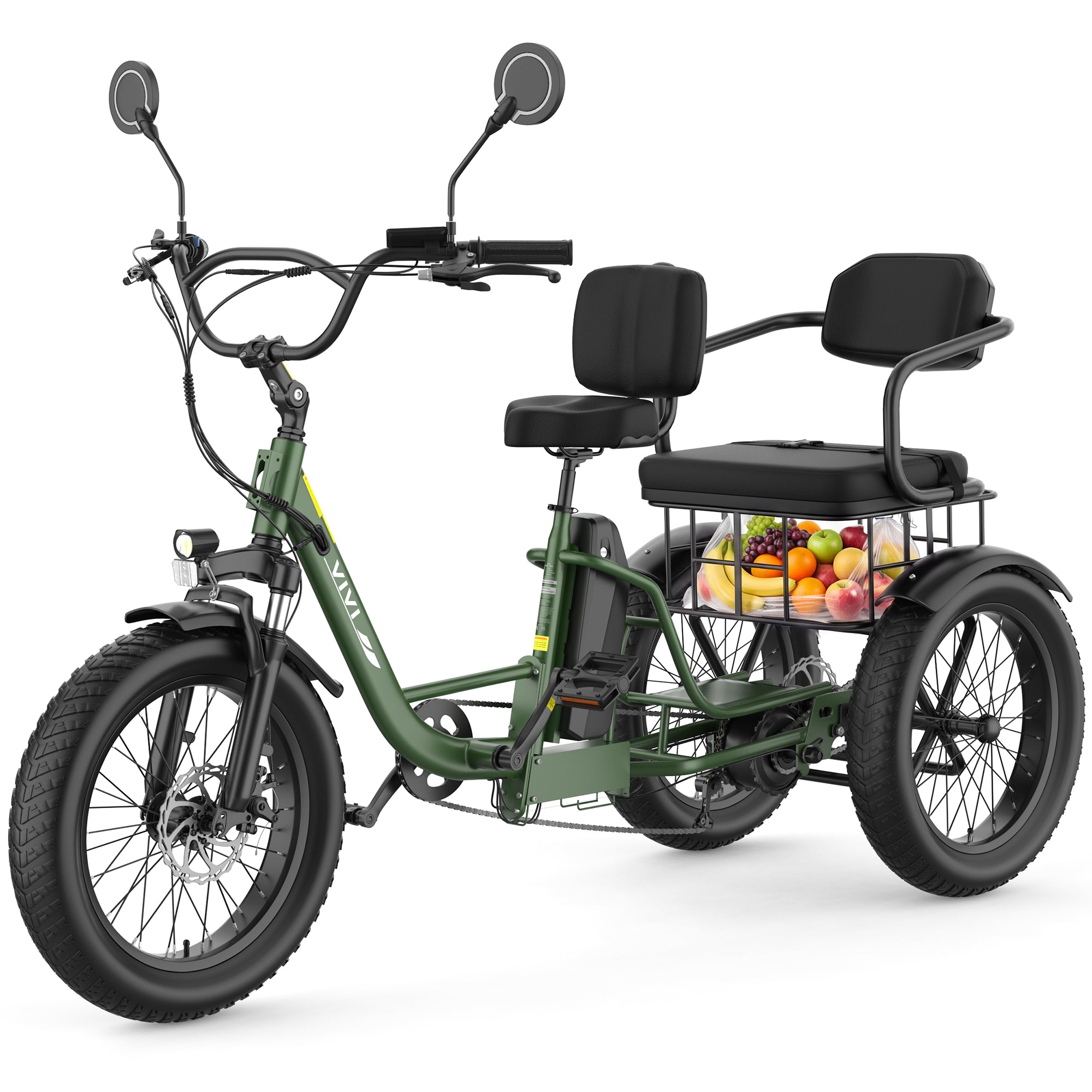 VIVI FAM01 Electric Trike Fat Tire Family Electric Tricycle SGS Certified to UL2849