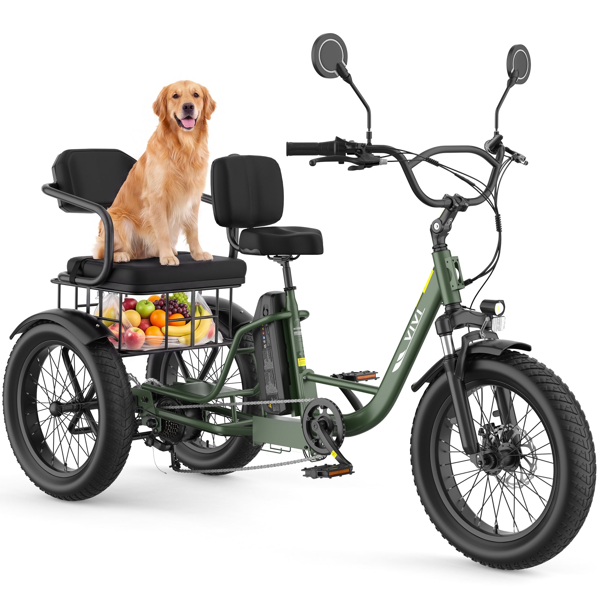 VIVI FAM01 Electric Trike Fat Tire Family Electric Tricycle SGS Certified to UL2849