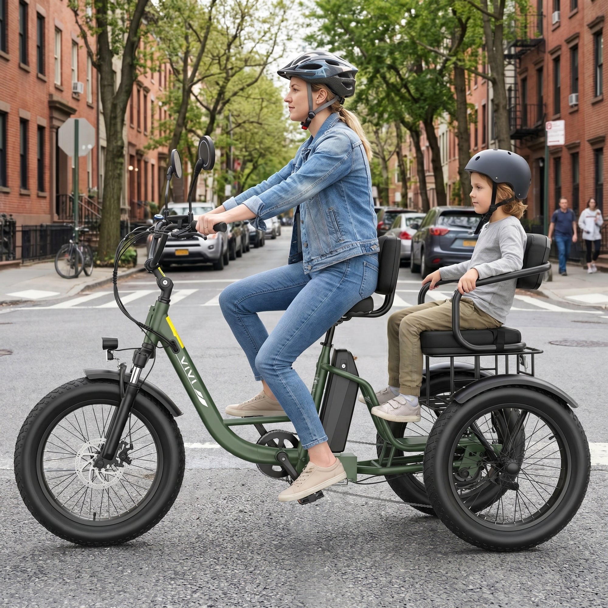VIVI FAM01 Electric Trike Fat Tire Family Electric Tricycle SGS Certified to UL2849