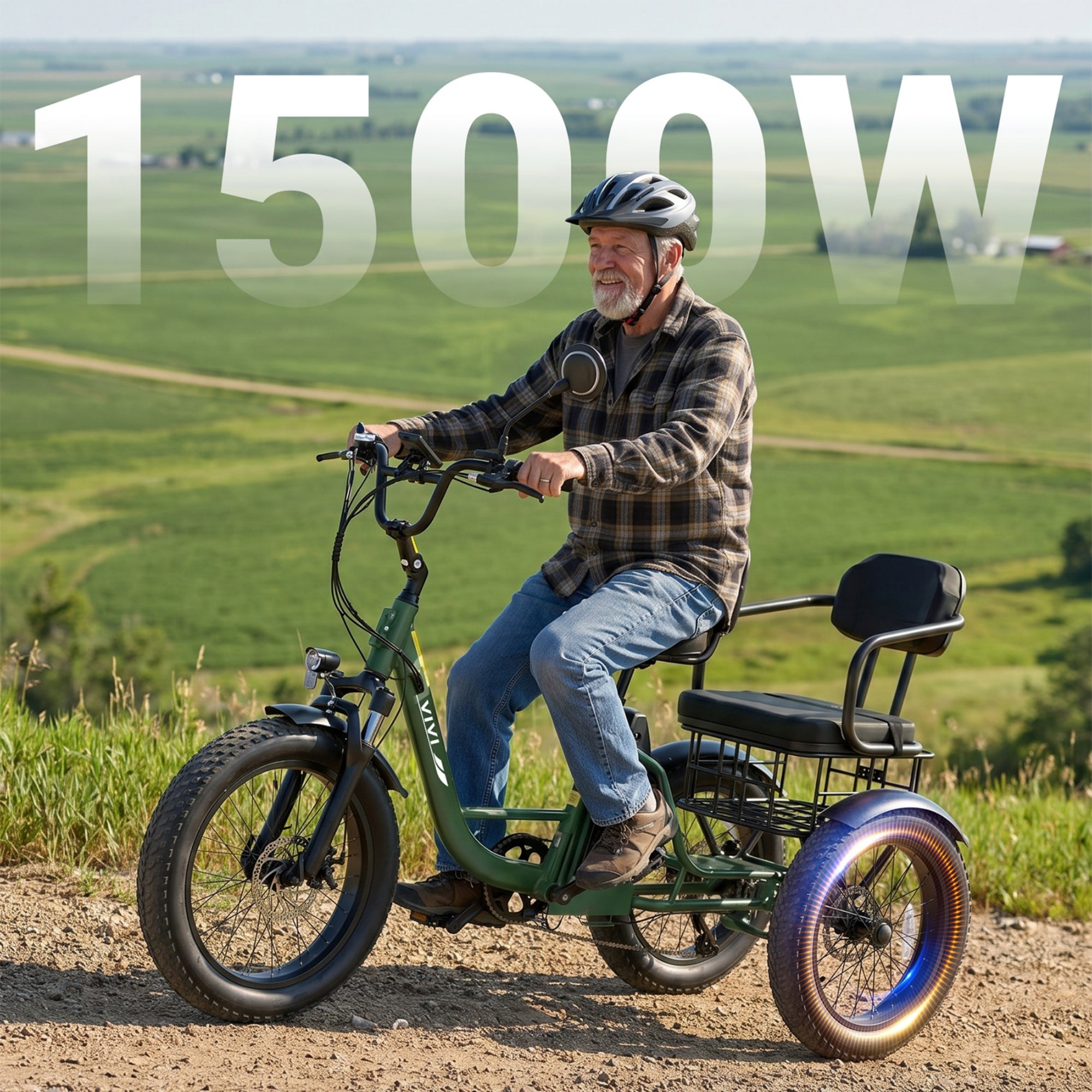 VIVI FAM01 Electric Trike Fat Tire Family Electric Tricycle SGS Certified to UL2849
