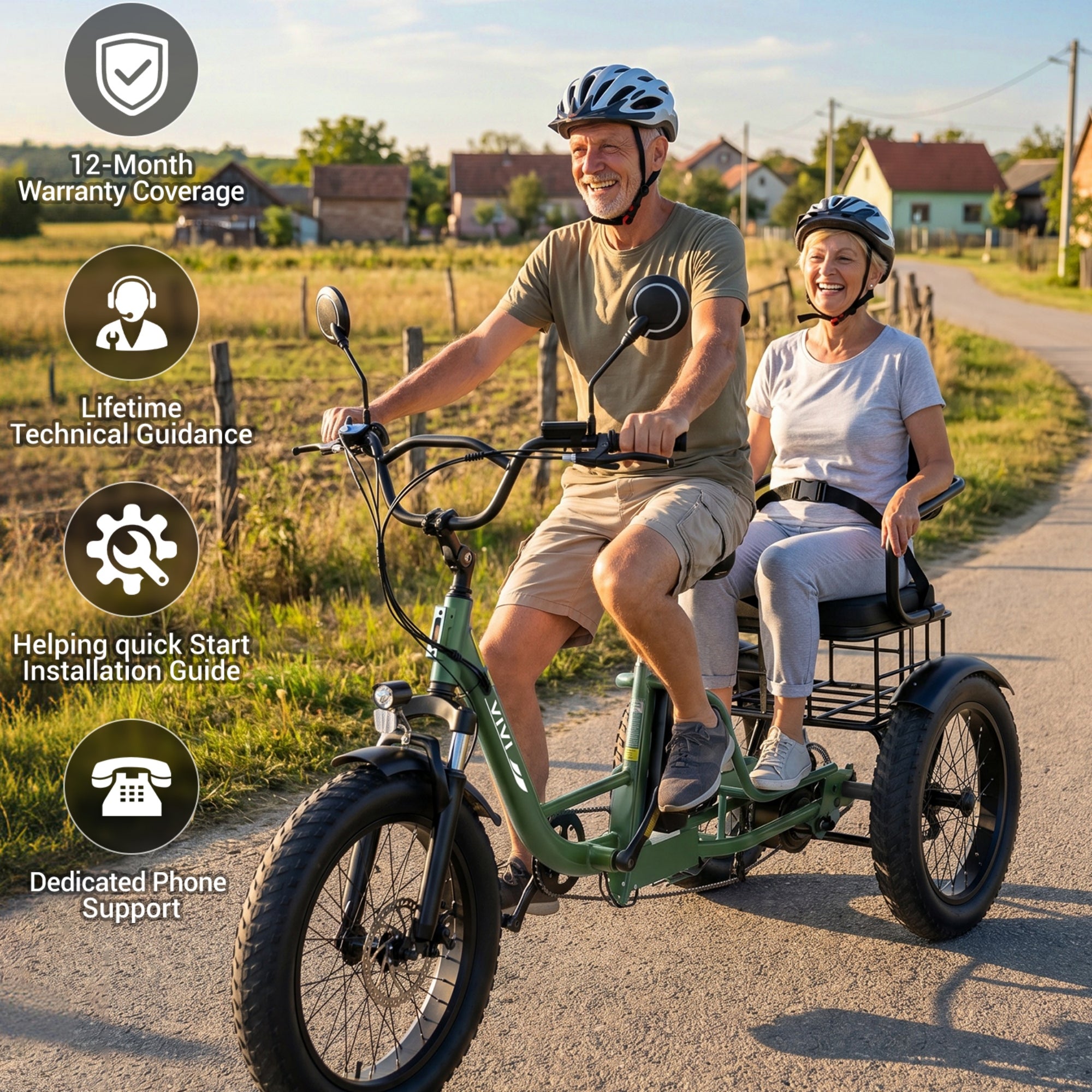 VIVI FAM01 Electric Trike Fat Tire Family Electric Tricycle SGS Certified to UL2849