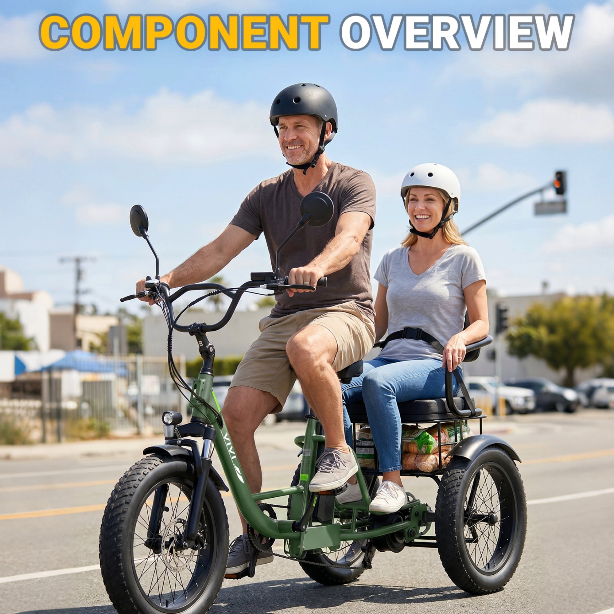 VIVI FAM01 Electric Trike Fat Tire Family Electric Tricycle SGS Certified to UL2849
