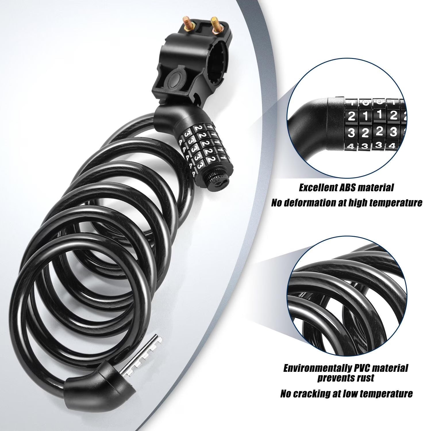 VIVI Bike Lock 150cm Combination Cable Lock