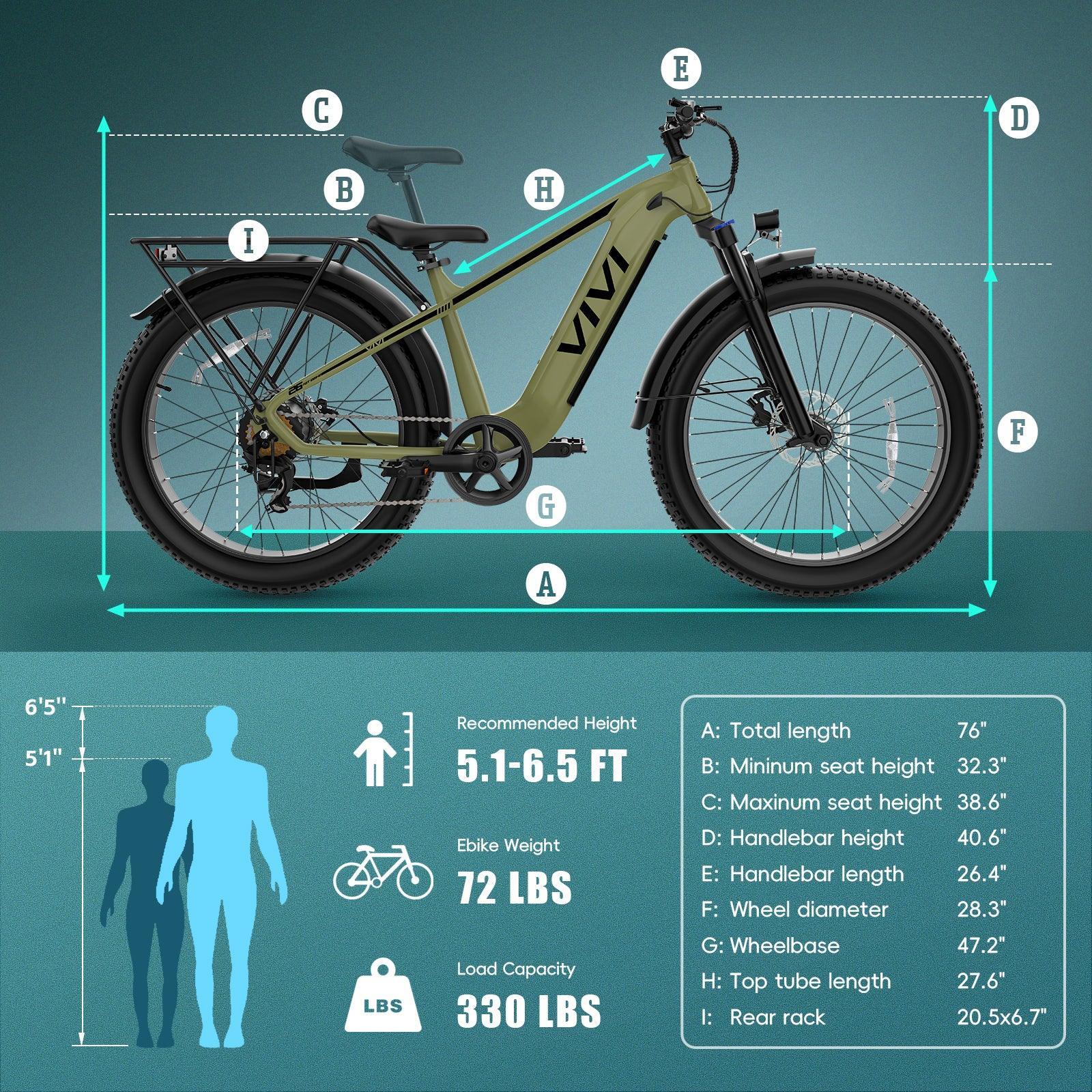VIVI ACE01 Electric Bike All Terrain Fat Tire Electric Bike SGS Certified to UL2849