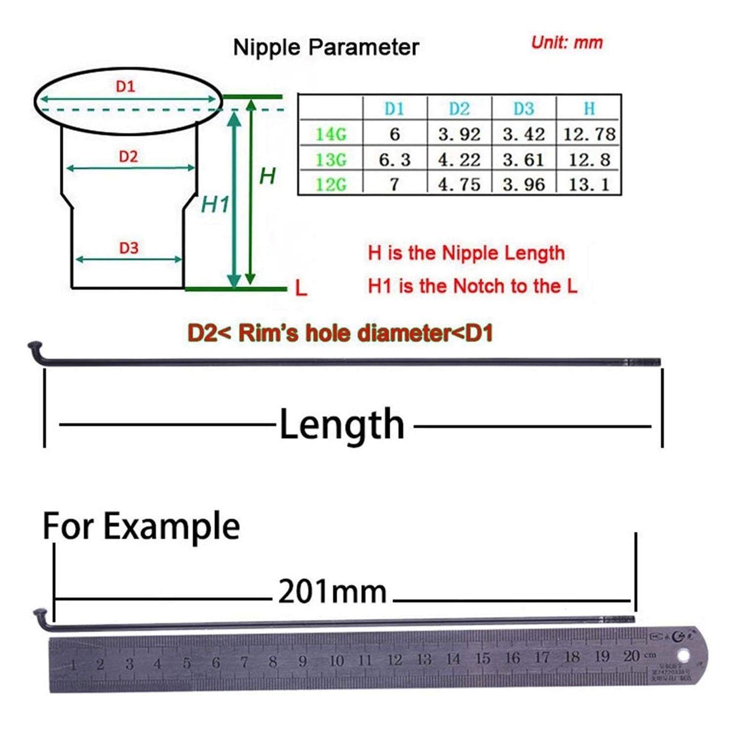 VIVI Bike 27.5 Inch Bike Spokes with Nipples