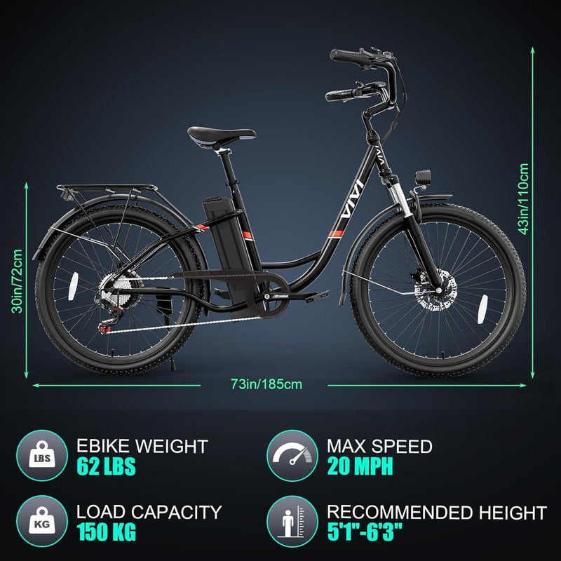 Vivi C26 Step-Through Commuter Cruiser Electric Bike