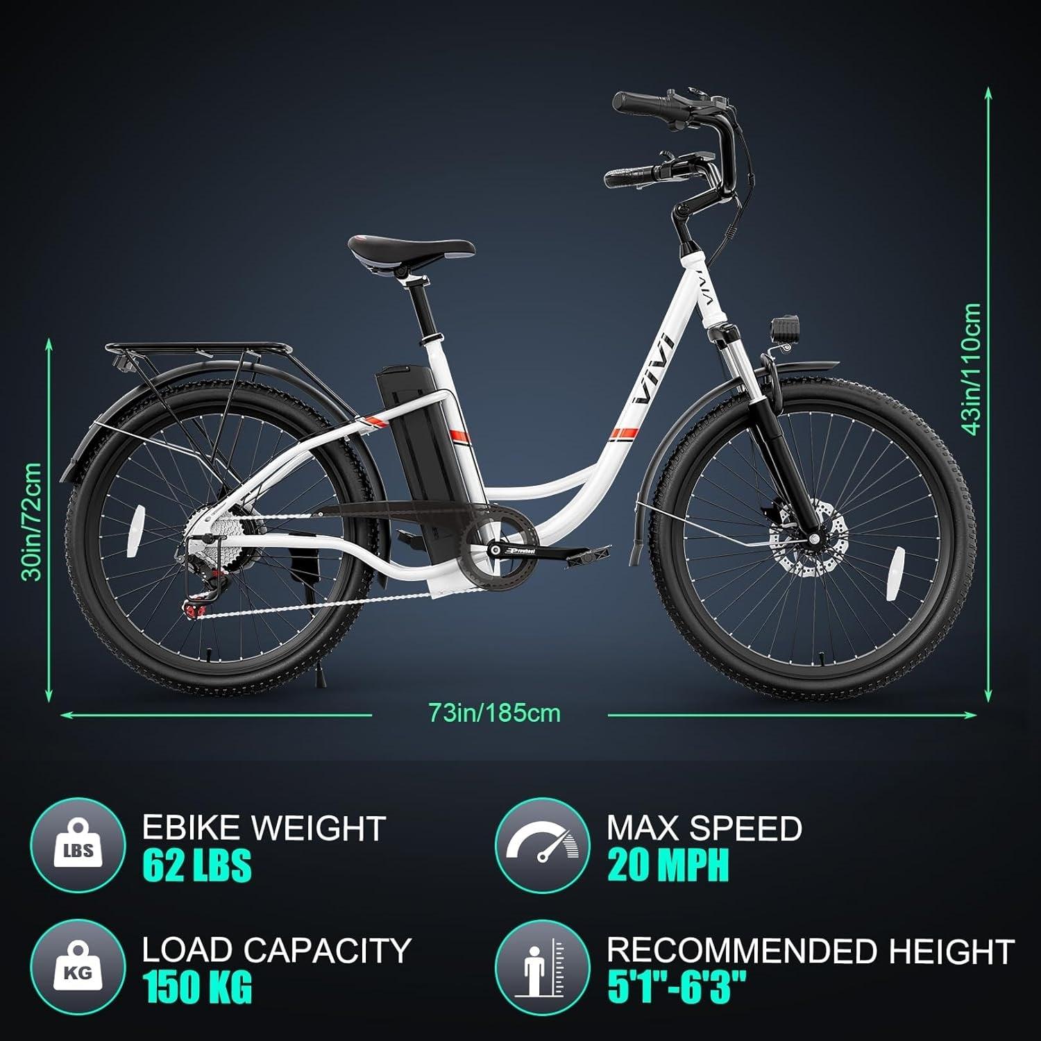 Vivi C26 Step-Through Commuter Cruiser Electric Bike