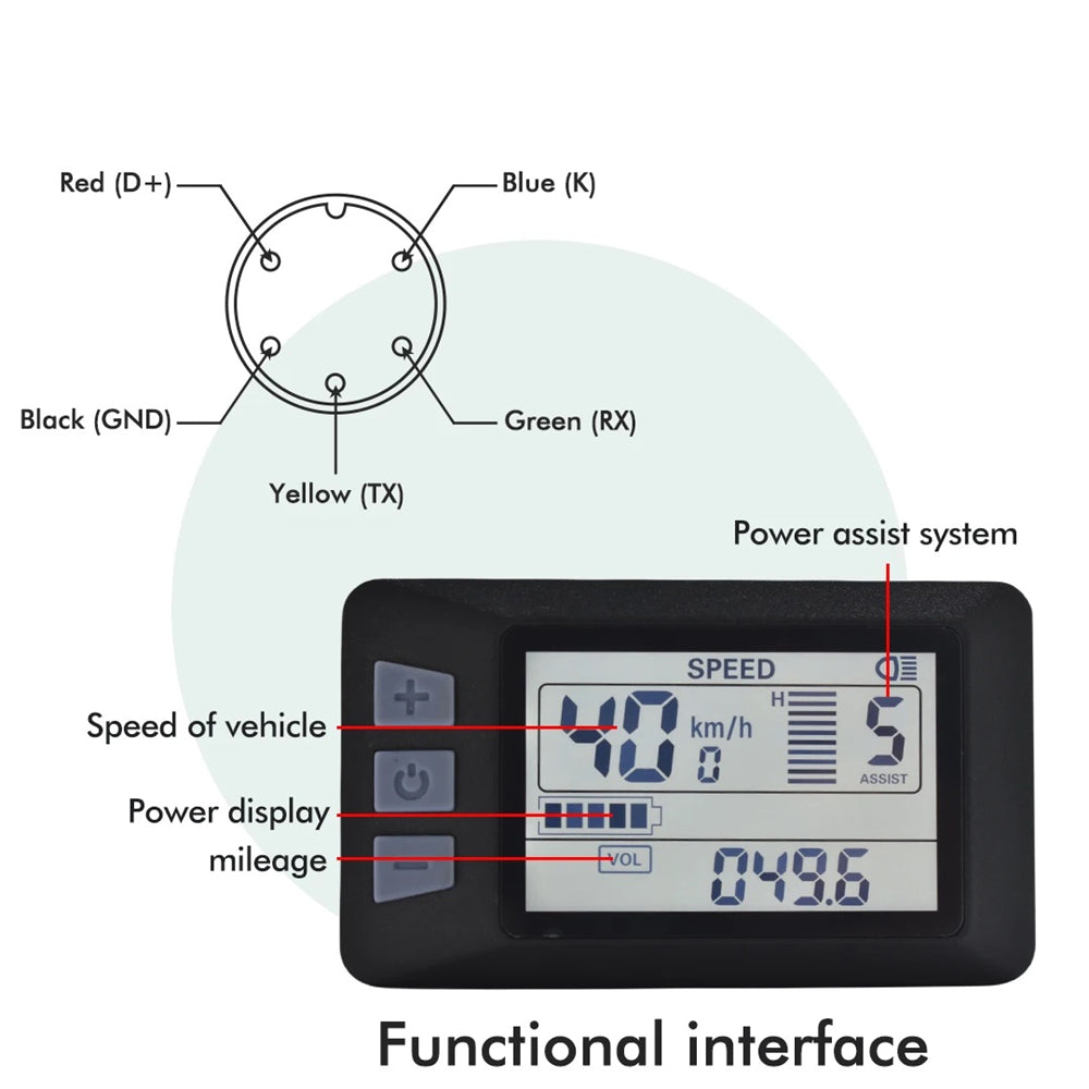VIVI Electric Bike Computer 48V P3H LCD Display Meters