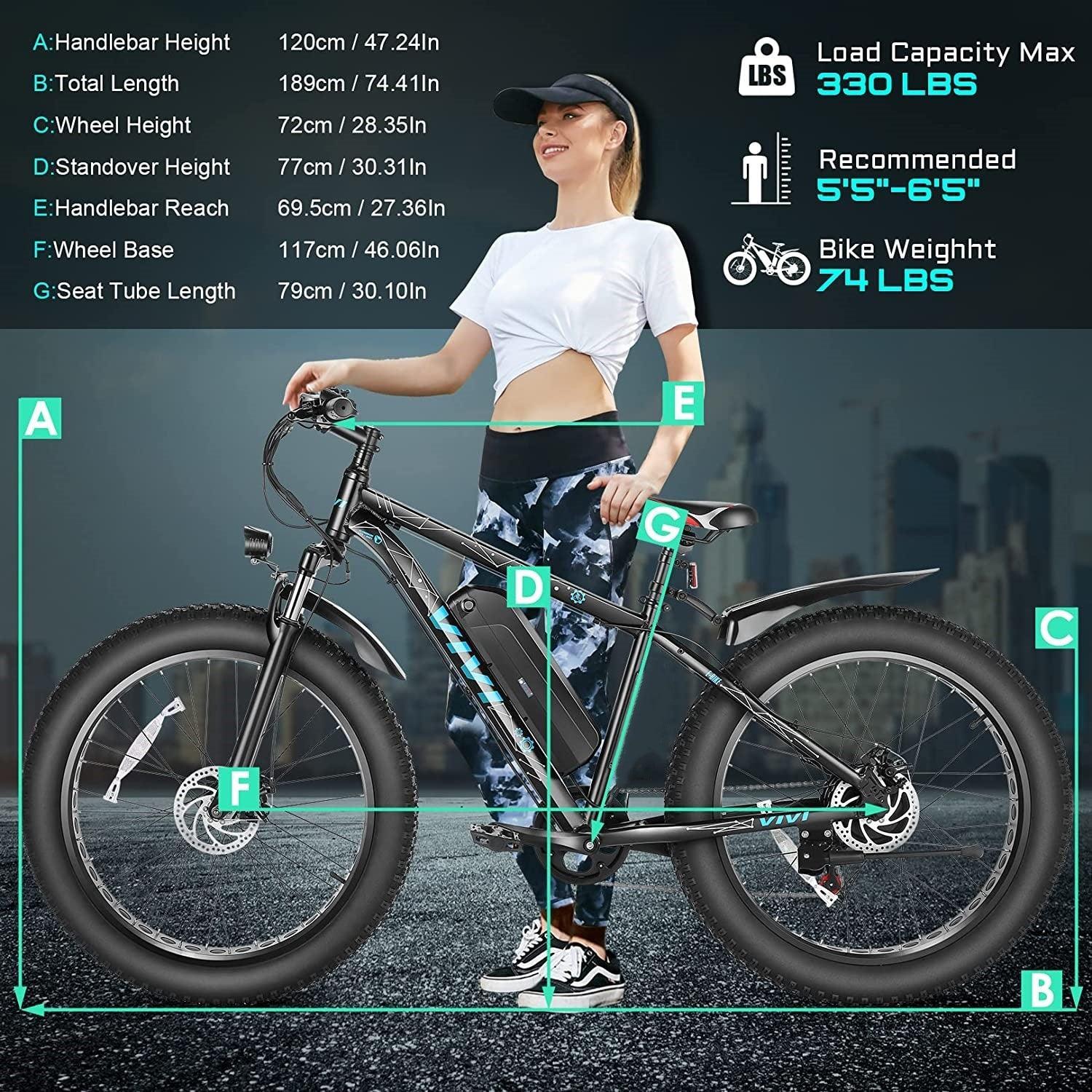 VIVI F26FUL Electric Bike Long Range Fat Tire Electric Bike SGS Certified to UL2849