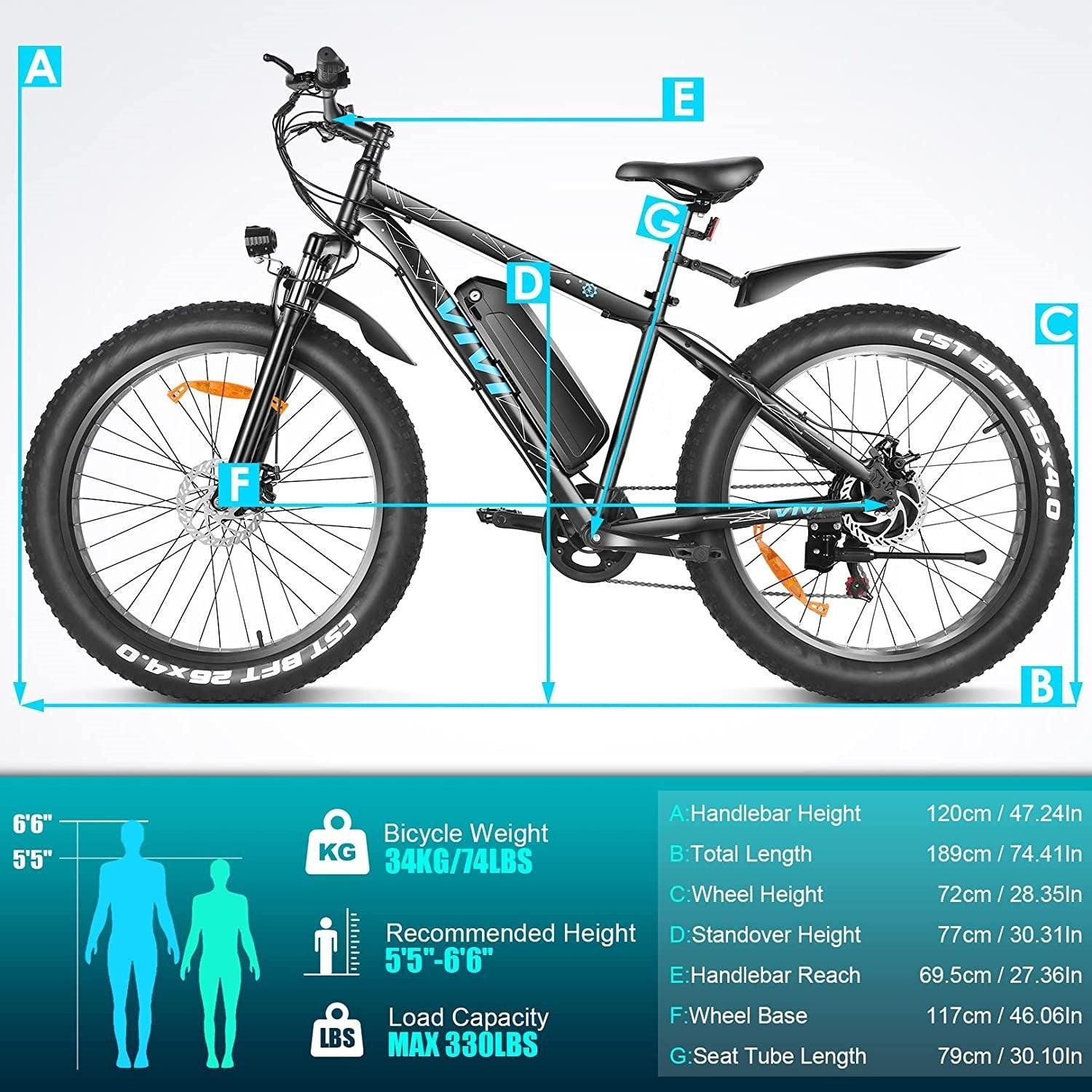VIVI F26FUL Electric Bike Long Range Fat Tire Electric Bike SGS Certified to UL2849