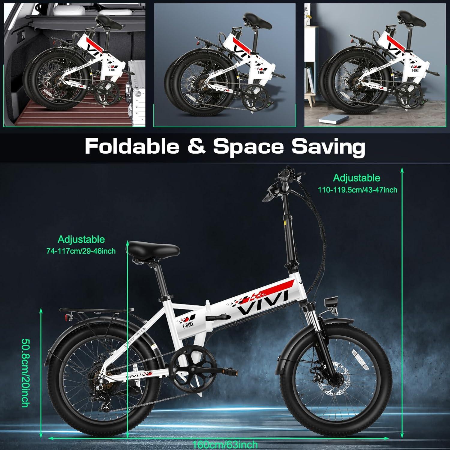 VIVI FM20UL 2.4" Fat Tire Urban Folding Electric Bike UL2849 Certified