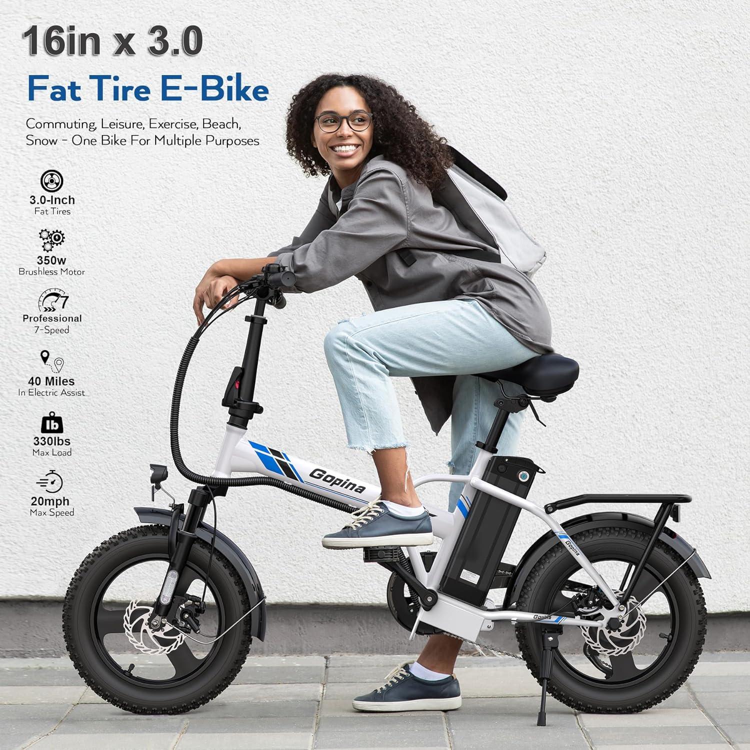 VIVI Gopina Commuter 3.0" Fat Tire Folding Electric Bike UL2849 Certified