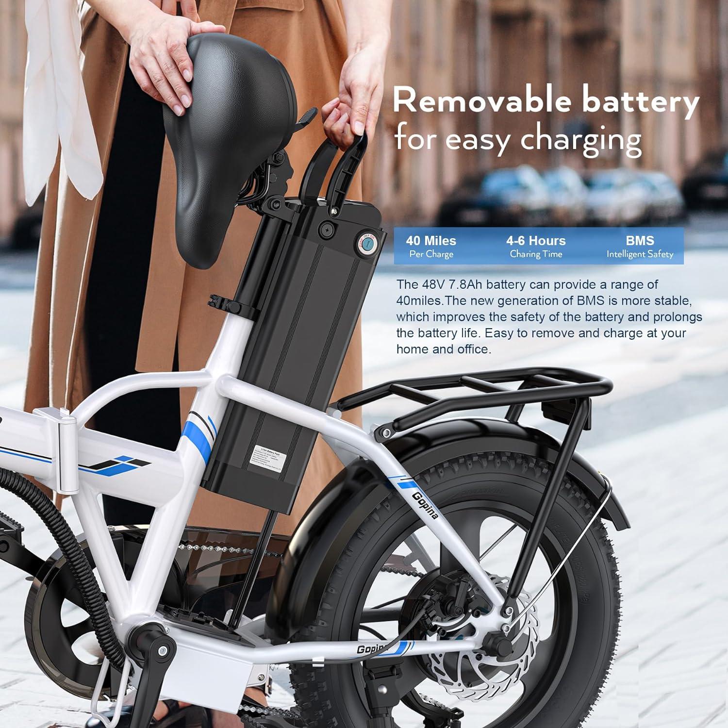 VIVI Gopina Commuter 3.0" Fat Tire Folding Electric Bike UL2849 Certified