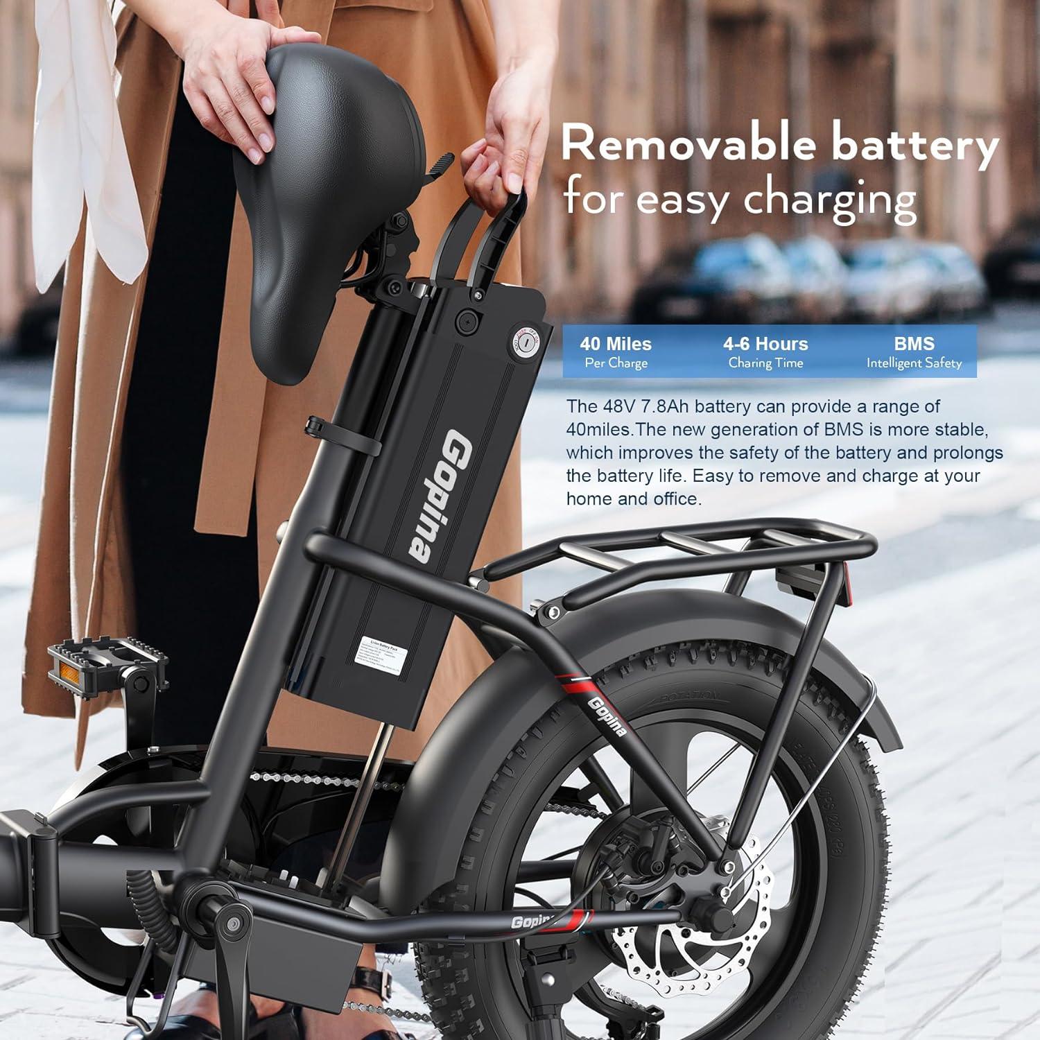 VIVI Gopina Commuter 3.0" Fat Tire Folding Electric Bike UL2849 Certified