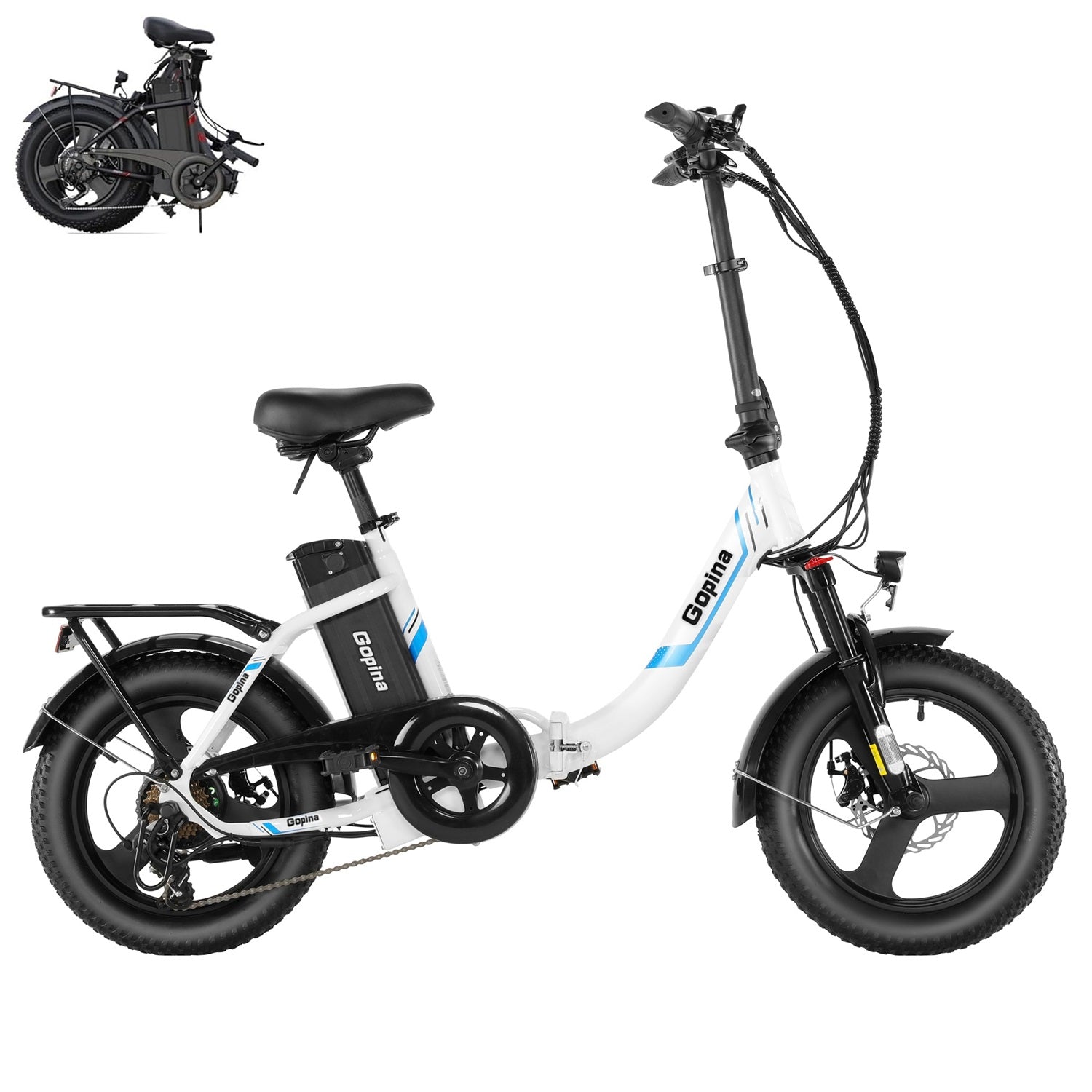VIVI Gopina Electric Bike 3.0" Fat Tire Folding Electric Bike SGS Certified to UL2849
