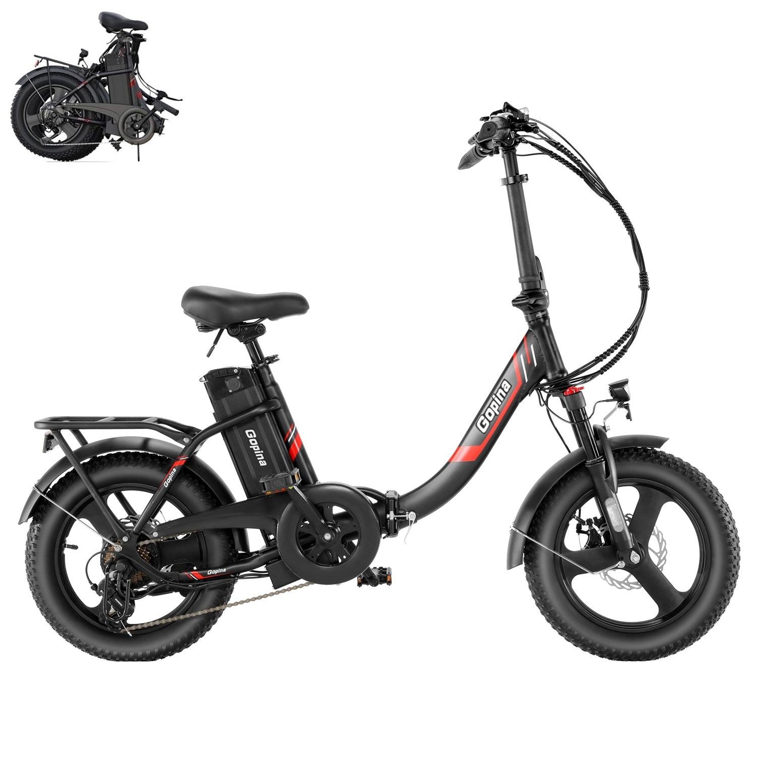 VIVI Gopina Electric Bike 3.0" Fat Tire Folding Electric Bike SGS Certified to UL2849