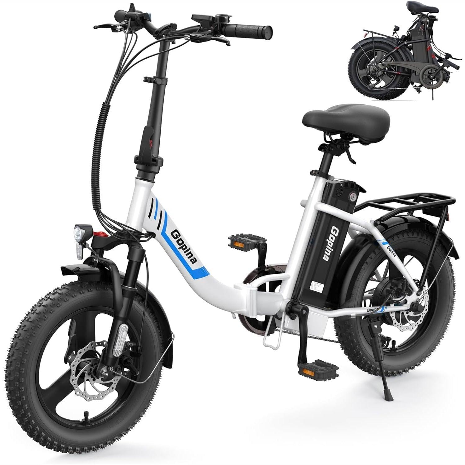 folding fat tire electric bicycle VIVI Electric Bike Folding Electric Cruiser Bike 350w Step-Through Electric Bike 16" x 3.0 Fat Tire Electric Bike 20mph & 50 Miles Commuter Electric
