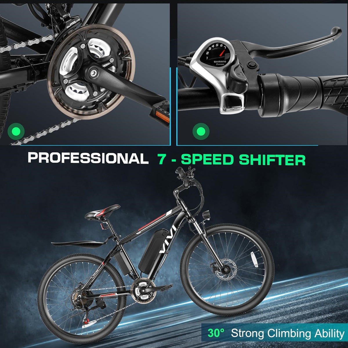 VIVI M026SHUL Electric Bike Hardtail Commuter Electric Mountain Bike SGS Certified to UL2849