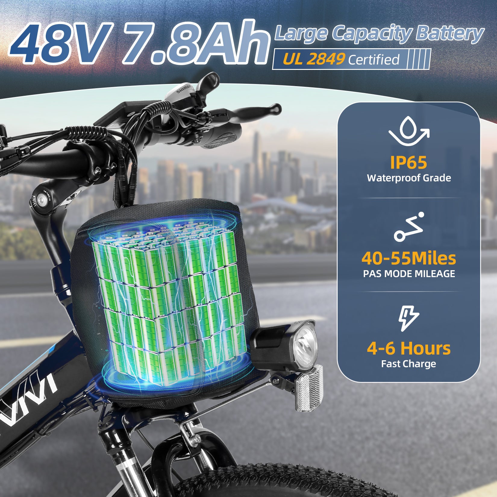 VIVI M026TGBUL Electric Bike Softail Folding Electric Mountain Bike SGS Certified to UL2849
