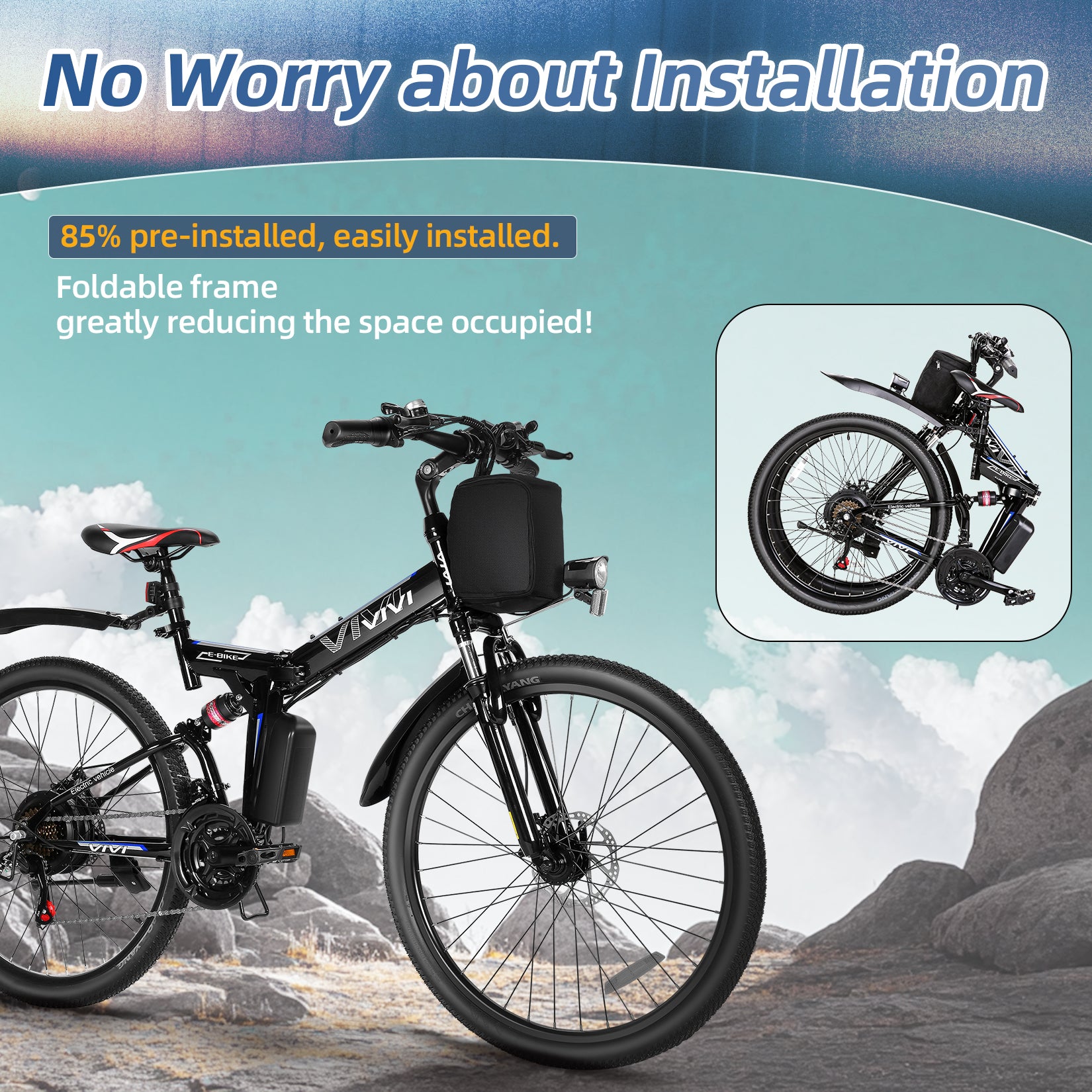VIVI M026TGBUL Electric Bike Softail Folding Electric Mountain Bike SGS Certified to UL2849