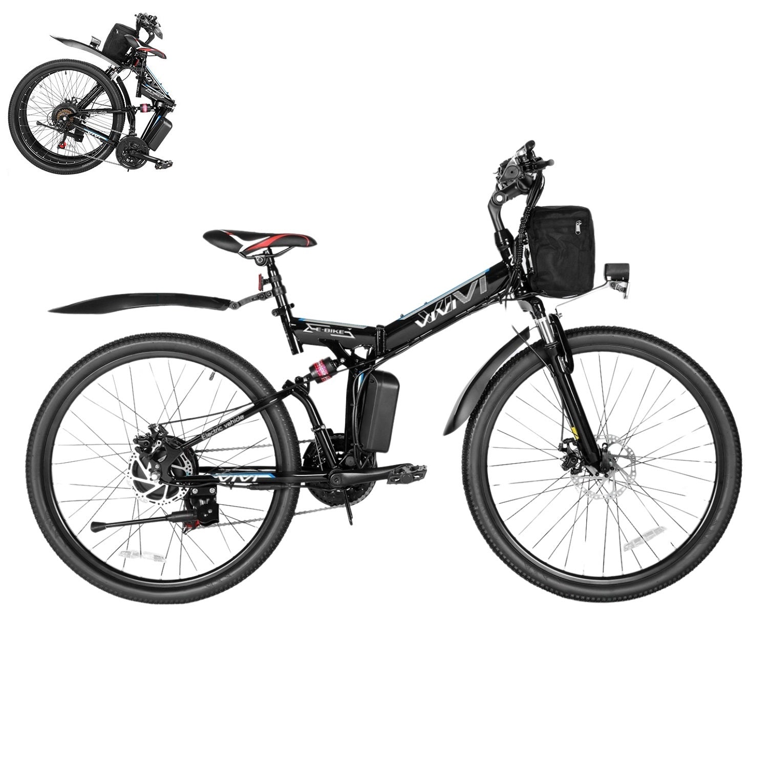 VIVI M026TGBUL Electric Bike Foldable Full Suspension Electric Mountai