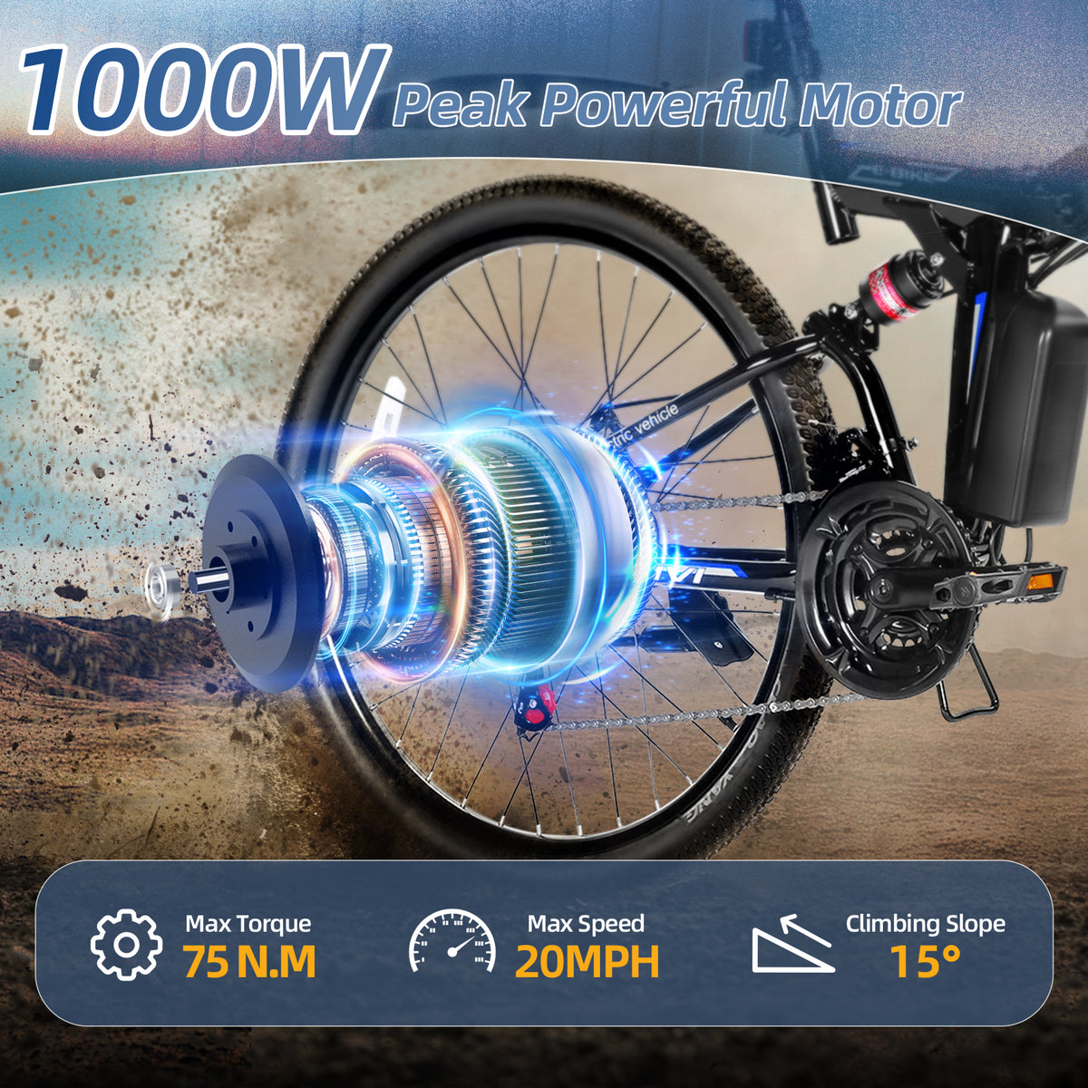 VIVI M026TGBUL Electric Bike Foldable Full Suspension Electric Mountain Bike SGS Certified to UL2849