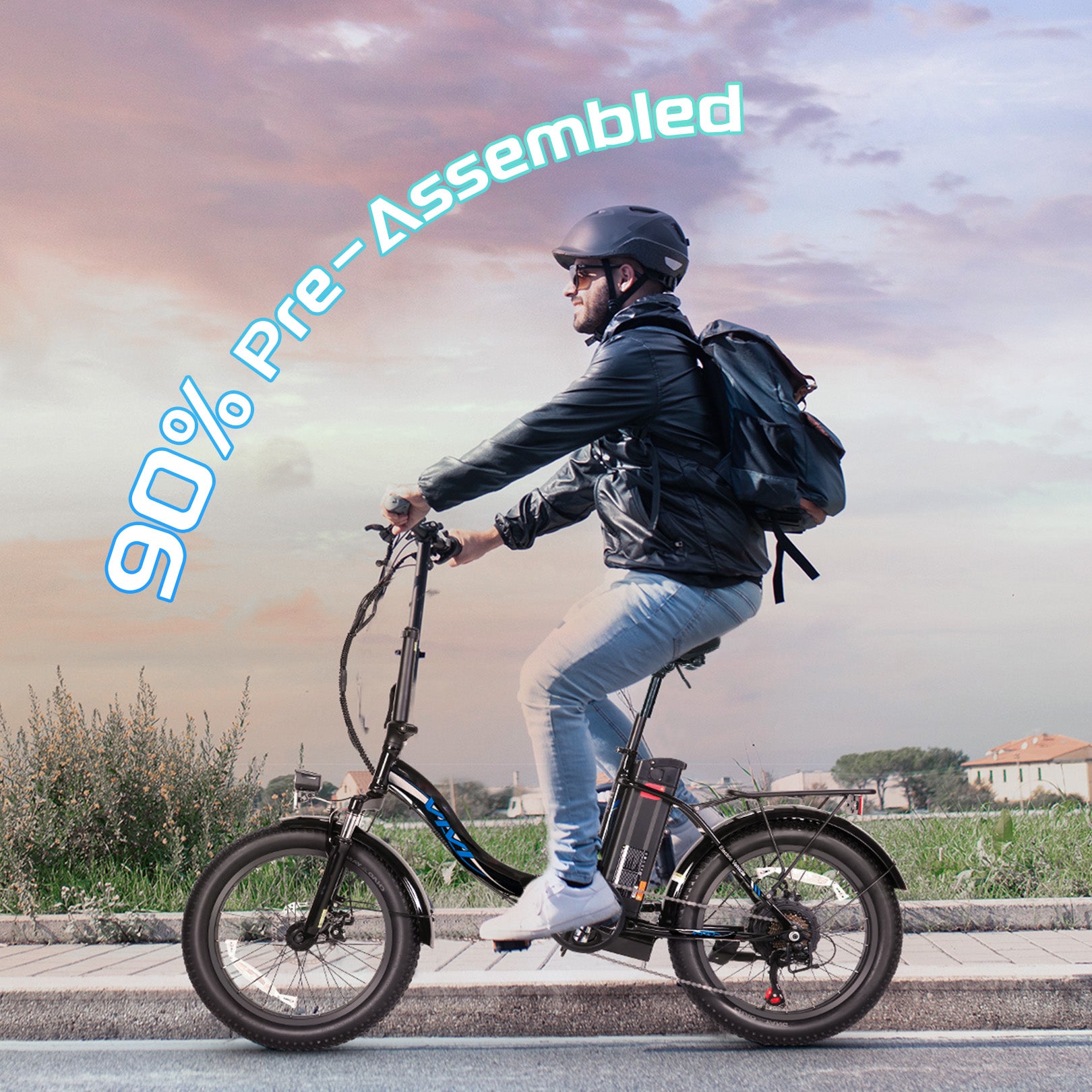 VIVI MT20UL Electric Bike 3.0" Fat Tire Folding Electric Bike SGS Certified to UL2849