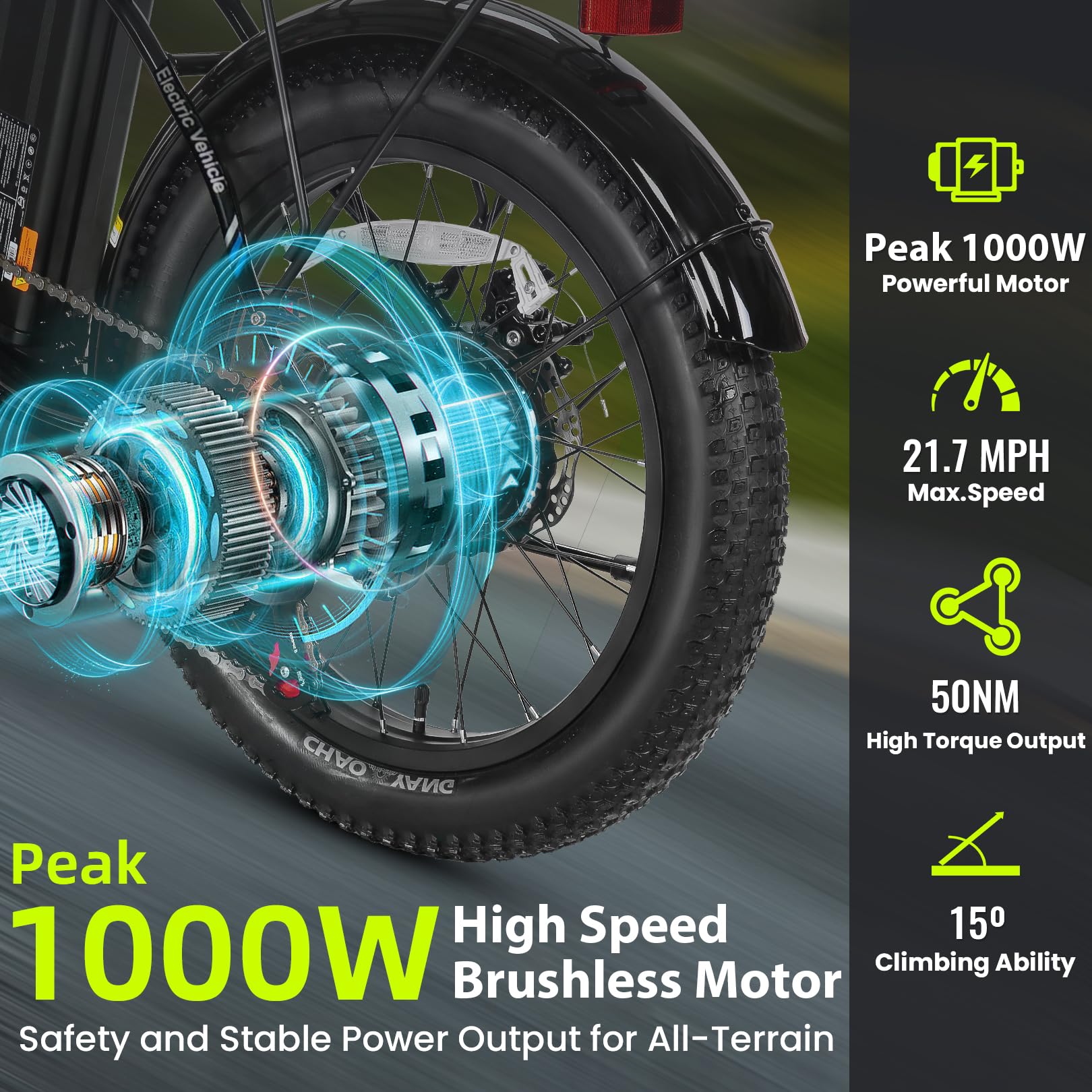 VIVI MT20UL Electric Bike 3.0" Fat Tire Folding Electric Bike SGS Certified to UL2849