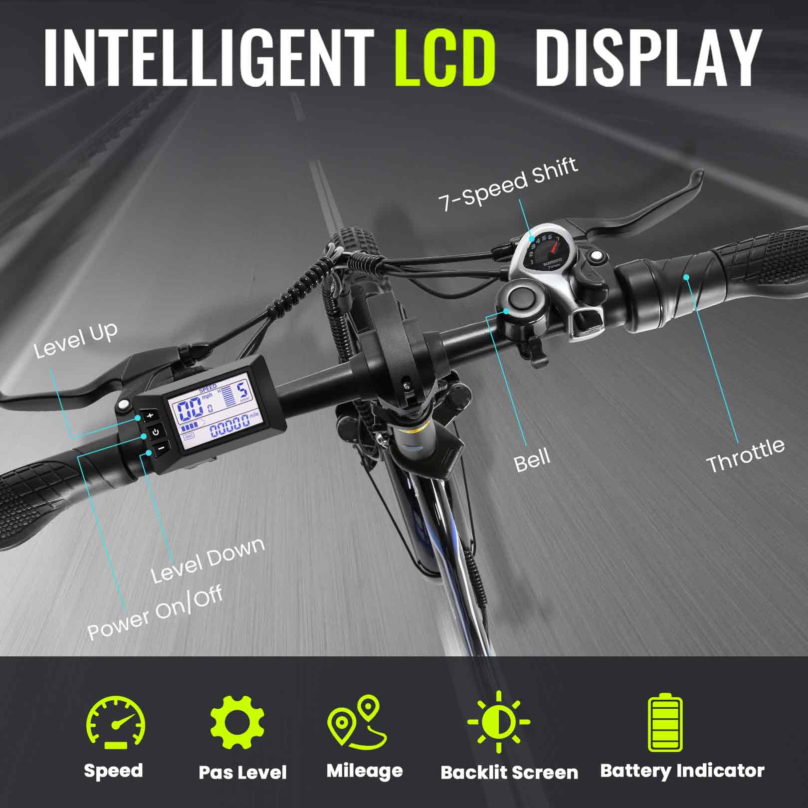 intelligent display e bike VIVI Electric Bike 3.0" Fat Tire Folding Electric Bike