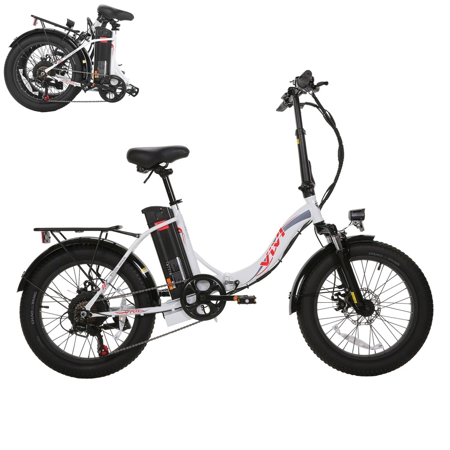 VIVI MT20UL Electric Bike 3.0" Fat Tire Folding Electric Bike SGS Certified to UL2849