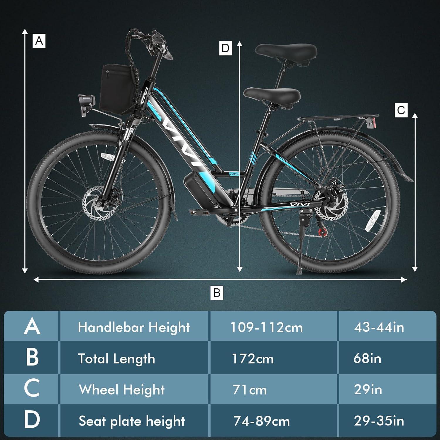 VIVI MT26GUL Step-Through Urban Rambler Electric Bike UL2849 Certified