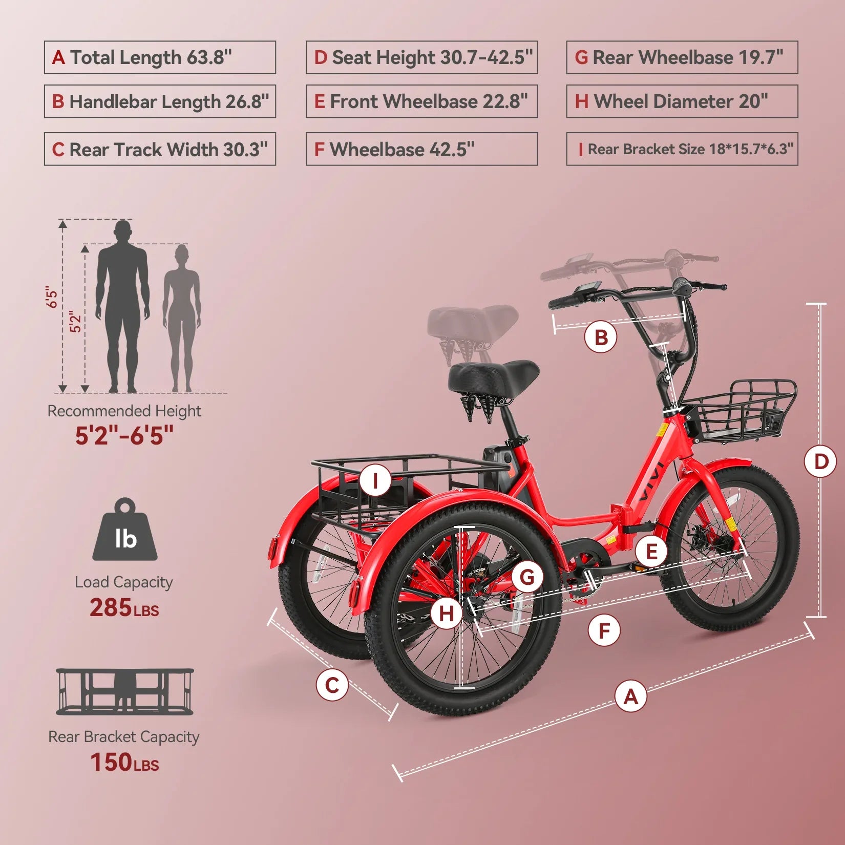 VIVI T01 Electric Trike Folding Cargo Electric Tricycle SGS Certified to UL2849
